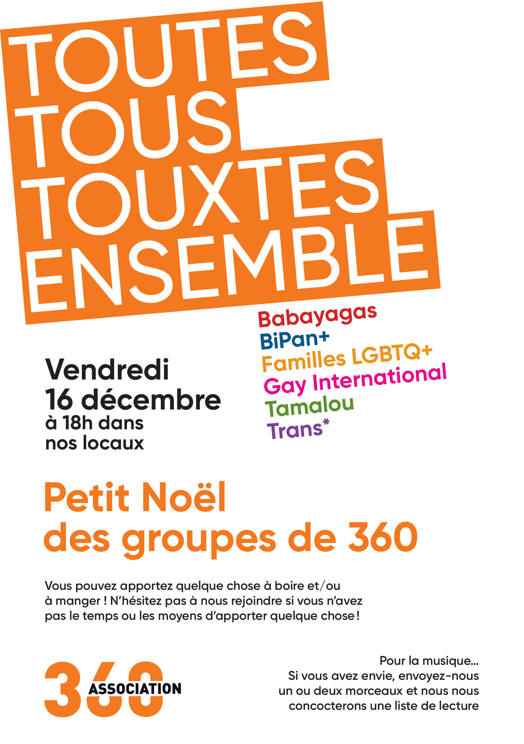 Petit Noël des groupes de 360 – Toutes, tous, touxtes ensemble!